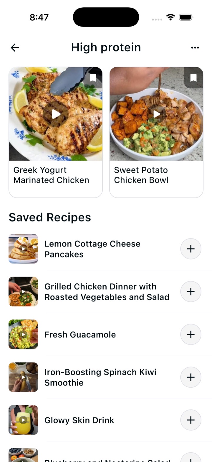 A shared High protein recipe collection in MyEats