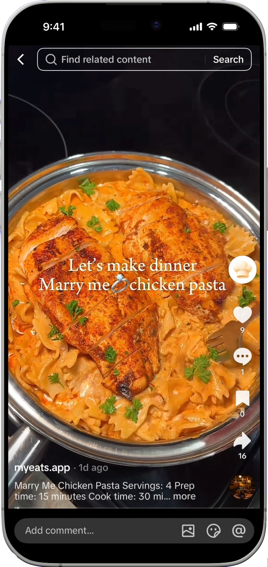 A Marry Me Chicken Pasta recipe on TikTok